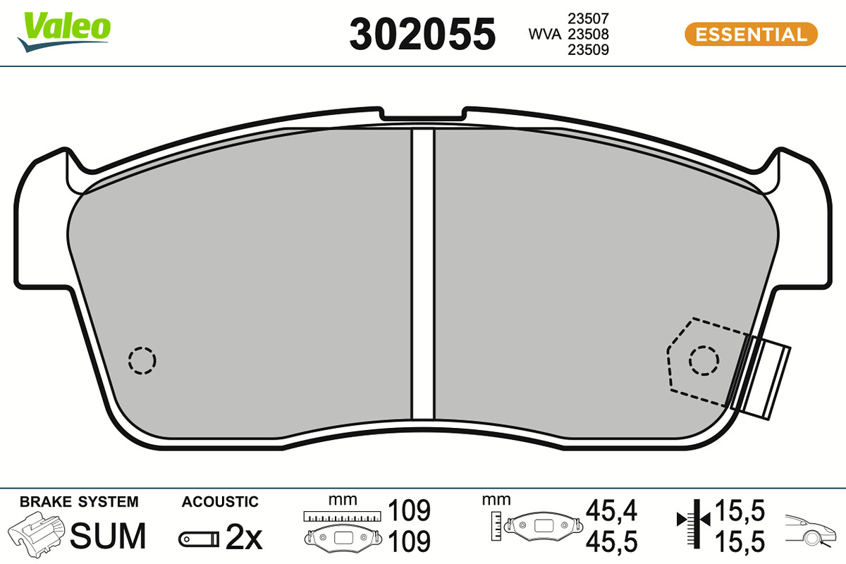 Jeu de 4 plaquettes de frein VALEO ref. 302055